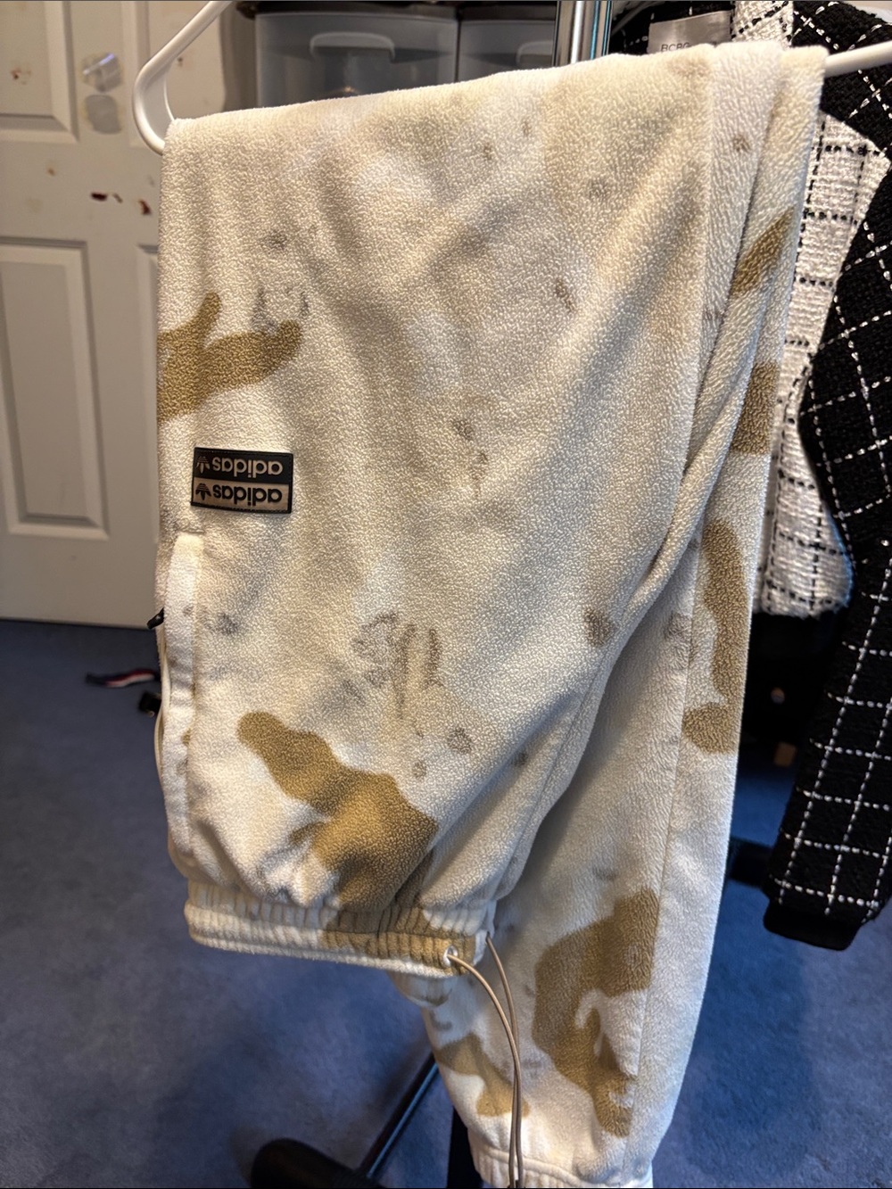 adidas Kids Fleece Joggers in Cream and Tan Camo